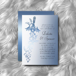 Invitación RPG Sword Luxe | Blue Sheen Fantasy Tabletop Gamer