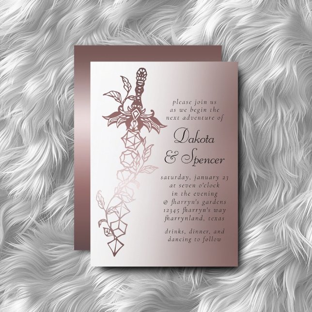 Invitación RPG Sword Luxe | Mauve Fantasy Tabletop Gamer (Subido por el creador)