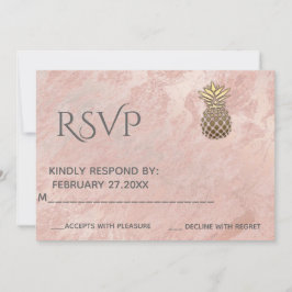 Invitación RSPV de piña dorada mármol rosa minimalista