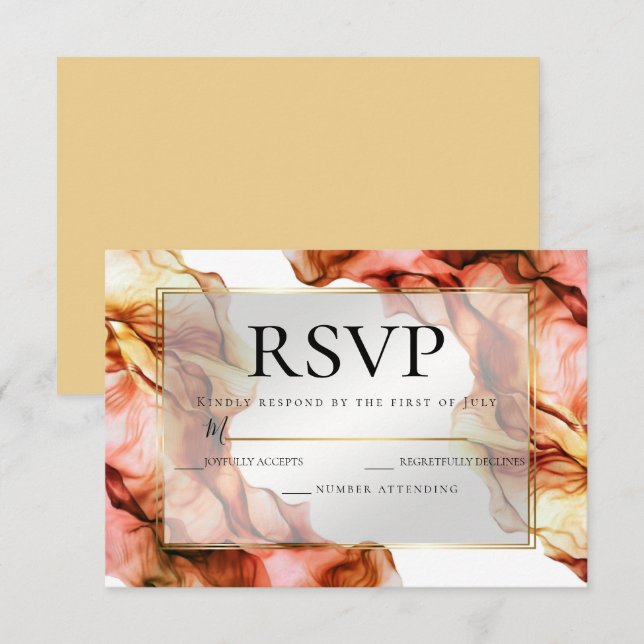 Invitación RSVP | Abstracto acuarela Colores otoño 5 (Anverso / Reverso)