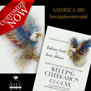Invitación RSVP Águila Calva Patriótica EEUU Semiquincentenar