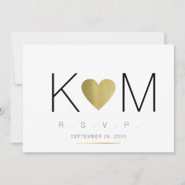 Invitación rsvp, amor e iniciales de pareja, claro y elegante
