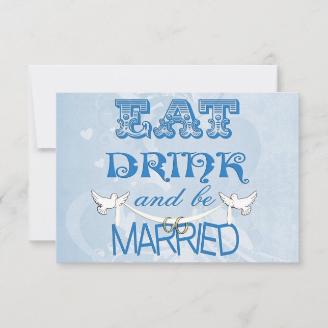 Invitación RSVP azul Boda moderno (Anverso)