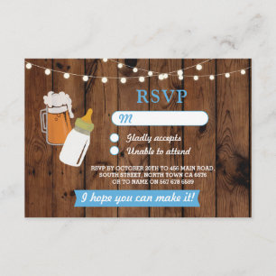 Invitación RSVP Baby Shower Boy Blue Beer Brewood