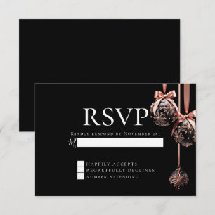 Invitación RSVP   Balbuceos rosados y onyx de invierno