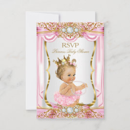 Invitación RSVP Blonde Chica Princesa Baby Shower Seda rosa