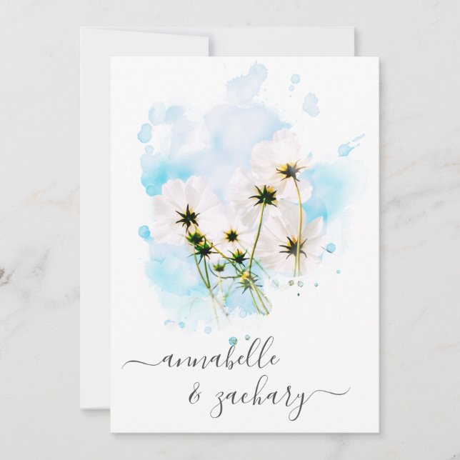 Invitación *~* RSVP - Boda AR15 de flores rosadas QR SKY (Anverso)