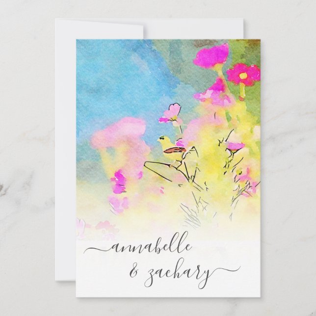 Invitación *~* RSVP - Boda AR15 de la FLORAL de aves acuática (Anverso)
