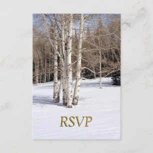 Invitación RSVP Boda de Invierno Árboles de Aspen en la Nieve