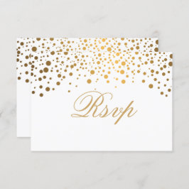 Invitación RSVP Boda de Punto de Oro Blanco y Confetti