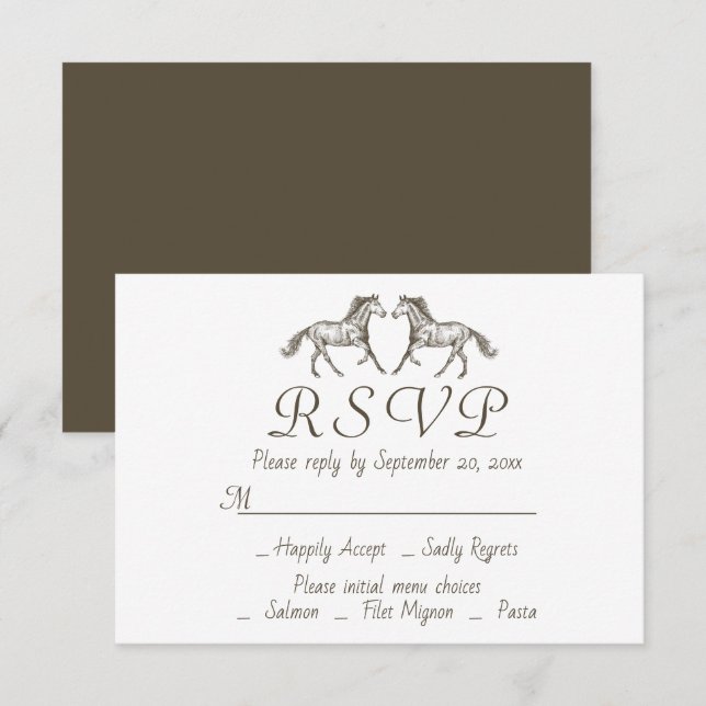 Invitación RSVP Boda del Oeste del País Caballo Rústico (Anverso / Reverso)