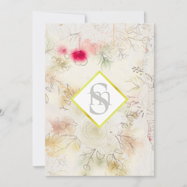 Invitación *~ RSVP Boda floral de cosecha romántica AR26 QR (Anverso)