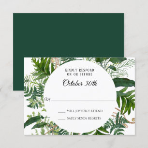 Invitación RSVP Boda Helechos Salvajes Follaje Hoja