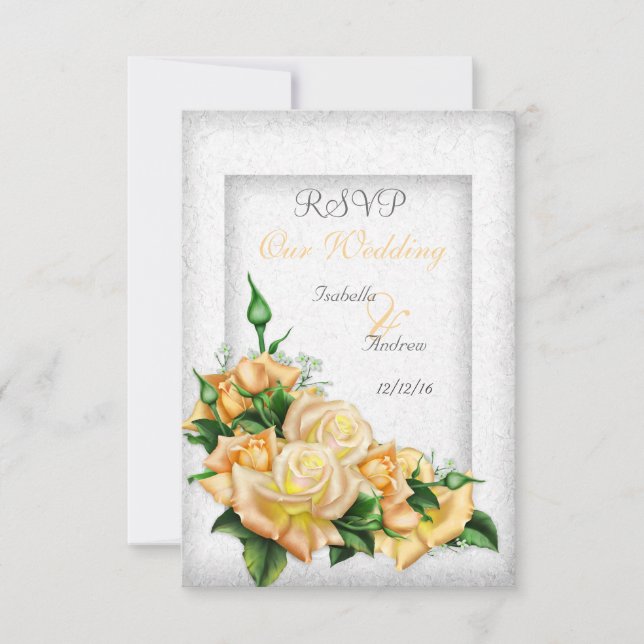 Invitación RSVP Boda impresionante ramo de rosas amarillas (Anverso)
