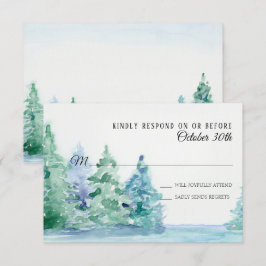 Invitación RSVP Boda Lago Azul con Pinos de Montaña