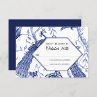 RSVP Boda Marina Chinoiserie Pavones Mariposas
