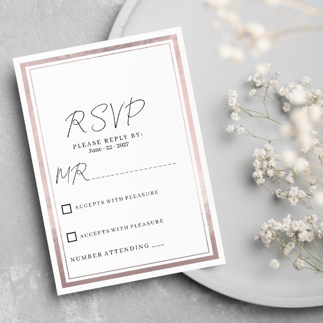 Invitación RSVP boda purpurina de plata rosa rosa rosa rosa r (Blush pink rose gold silver glitter wedding RSVP)