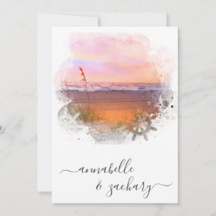 Invitación ** RSVP - Boda QR Beach Sea AR7