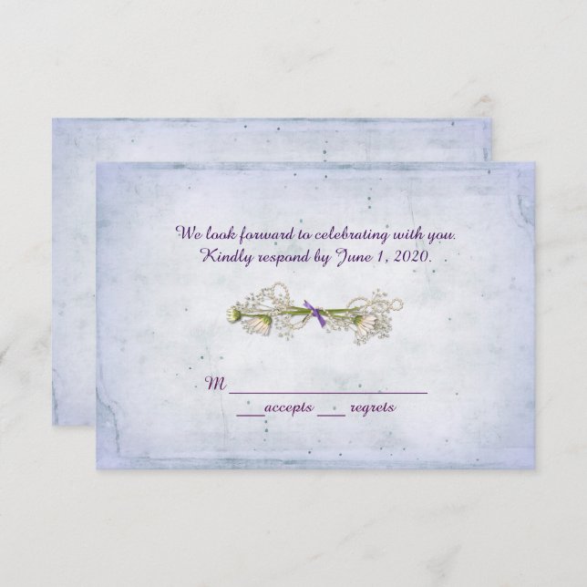 Invitación RSVP boda - ramo de margaritas con perlas (Anverso / Reverso)