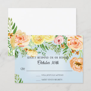 Invitación RSVP Boda Rosas Amarillas Modernas Floral Desvaído
