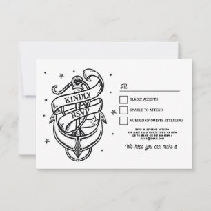 Invitación RSVP Boda Tattoo Anclaje de rock tradicional