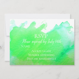 Invitación RSVP boda verde moderno acuarela RSVP