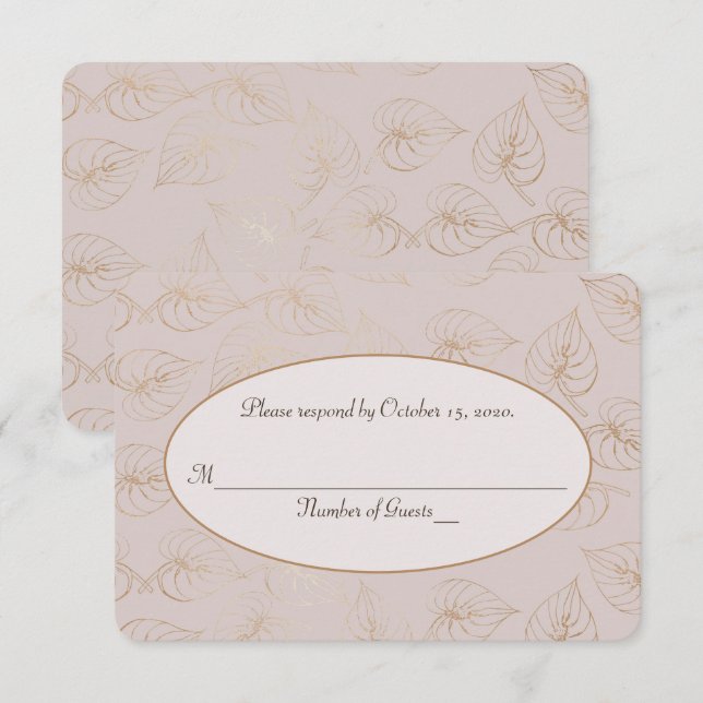Invitación RSVP Boda Vow Renovación de la hoja de Relieve met (Anverso / Reverso)