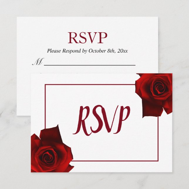 Invitación RSVP - Bodas Florales con Clase de Rosas Rústicas  (Anverso / Reverso)