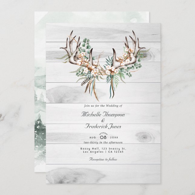 Invitación RSVP Bohemian Boda de código RSCA ruso (Anverso / Reverso)