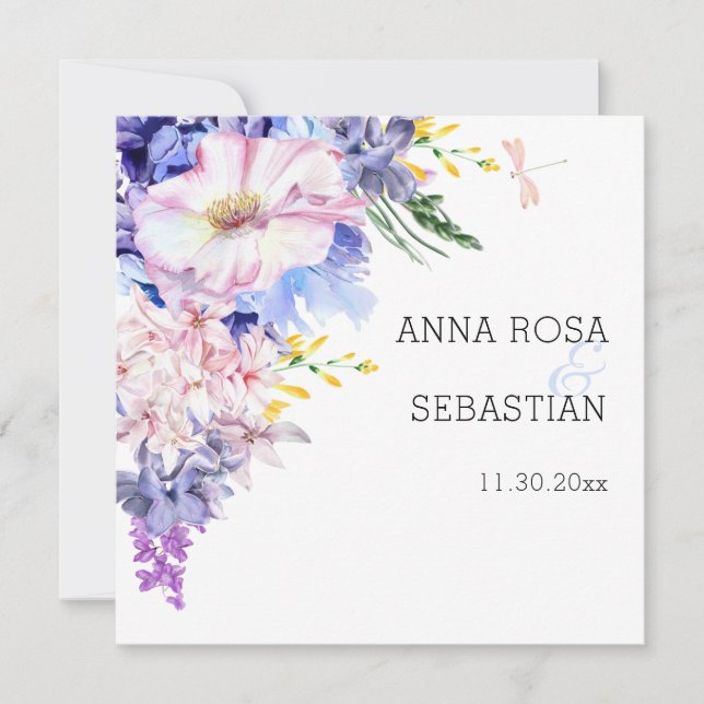 Invitación *~* RSVP Boho Flores AR12 Boda QR (Anverso)