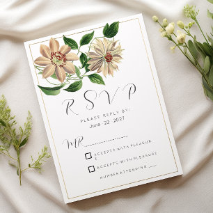 Invitación RSVP botánica floral verde blanco