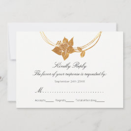 Invitación RSVP Burgundy Maroon Gold Floral Wreath Chevron
