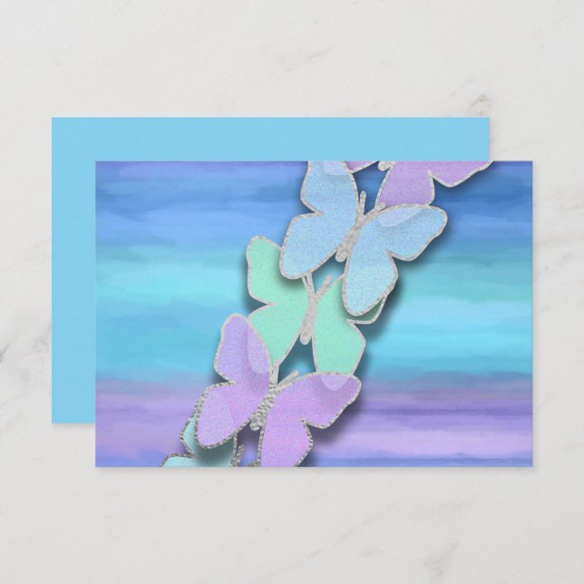 Invitación RSVP Butterfly Turquoise Purple Watercolor (Anverso / Reverso)