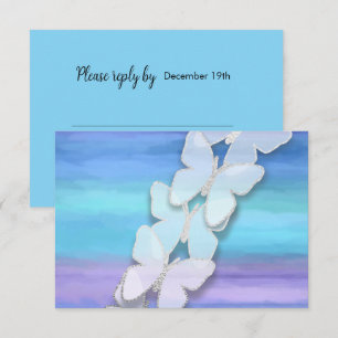 Invitación RSVP Butterfly Turquoise Purple Watercolor