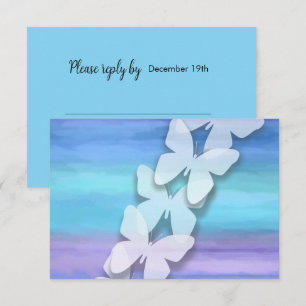 Invitación RSVP Butterfly Turquoise Purple Watercolor