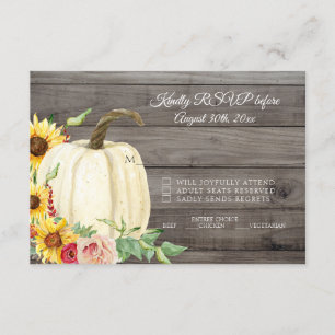 Invitación RSVP Calabaza de girasol Rubor Madera de granos de