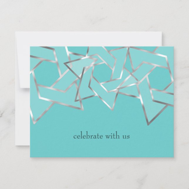 Invitación RSVP Card Metallic Look Star de David (Anverso)