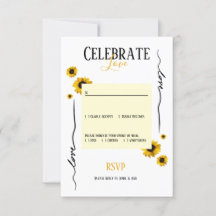 RSVP celebrar amor y girasoles dorados