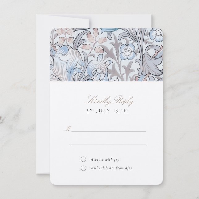 Invitación RSVP Classic Golden Lily Pastel Boda Respuesta (Anverso)
