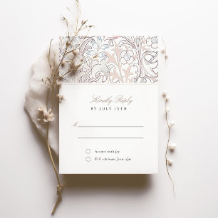 Invitación RSVP Classic Golden Lily Pastel Boda Respuesta