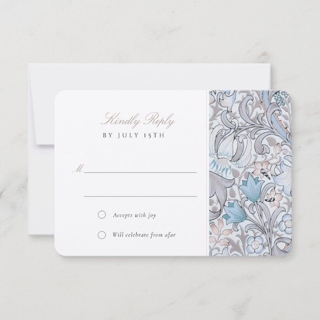 Invitación RSVP Classic Golden Lily Pastel Boda Respuesta (Anverso)
