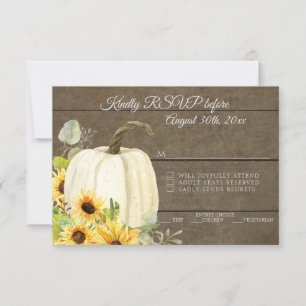 Invitación RSVP Color de agua ruso Floral Blanco Calabaza Mad
