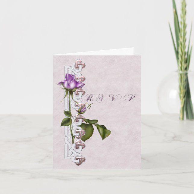 Invitación RSVP color de rosa céltico (Anverso)