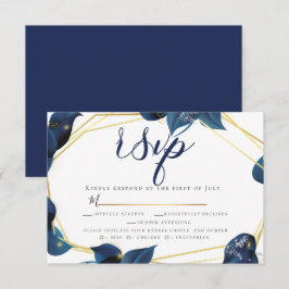 Invitación RSVP | Comida Elección de oro azul índigo profundo