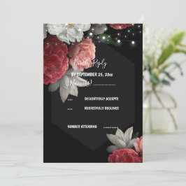 Invitación RSVP con luz de cadena floral de Borgoñ