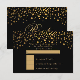 Invitación RSVP Confeti Dorado de Punto Estilo Boda