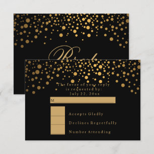 Invitación RSVP Confeti Dorado de Punto Estilo Boda