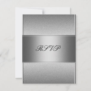 Invitación RSVP Cumpleaños 21 Gris Plateado Metal Negro