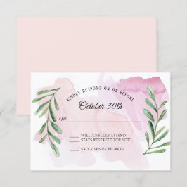 Invitación RSVP de aquarela moderna con verde de eucalipto rú