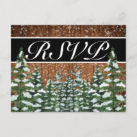 Invitación RSVP de Black Snowy Wood & Forest Count